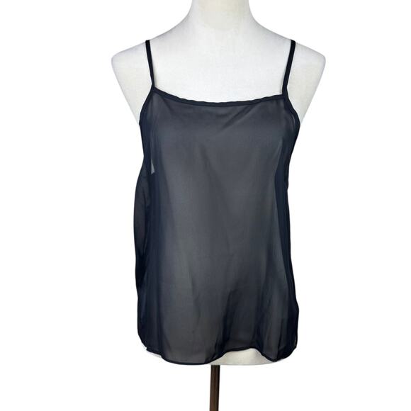 Pinch NWT Black Sheer Chiffon Textured Ruffle Long Sleeve Blouse w Camisole - Picture 10 of 15